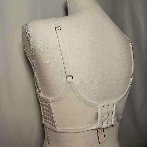 NWT Victoria's Secret White Ribbed Mesh Unlined Underwire Plunge Bra 34B - Picture 8 of 10